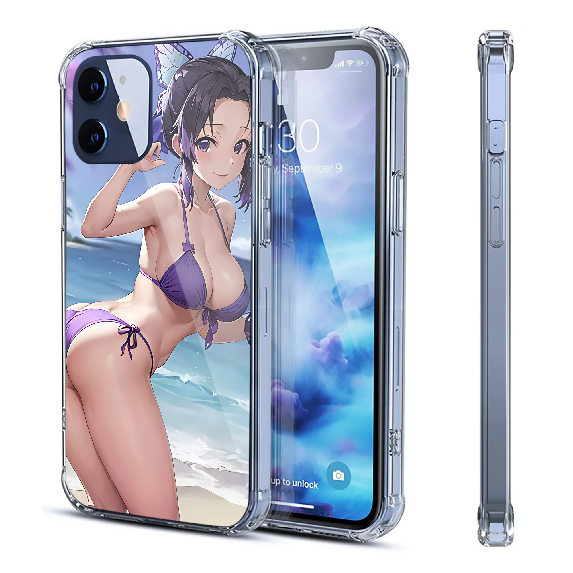 （画像用） 鬼滅の刃（きめつのやいば）蟲柱-胡蝶 しのぶ／こちょう しのぶ Kochou Shinobu 【iPhone 12シリーズ対応】透明スマホケース（クリアソフトケース）
